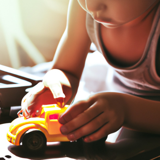 תמונה של ילד קטן משחק עם מכונית צעצוע
